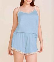 SHORT DOLL ALCAS FINAS EM VISCOSE E RENDA MOON - AZUL TULE 1650 Hope