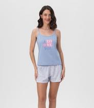 Short Doll Alcinha Estampada Mensageira Da Paz Azul Short Doll Alcinha Estampada Mensageira Da Paz Azul