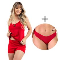 Short Doll Alcinha Simples Feminino Roupa de Dormir e Calcinha