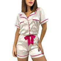 Short Doll Americano cetim off Pijama Baby Roupa Dormir