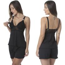 Short Doll de Amamentação de Microfibra Light e Renda