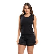 Short Doll Flavia IMI Pijama Feminino em Suede Canelado Confortável para Dormir