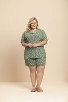 Short Doll Manga Curta Aberto Green Coffee em Algodão - Lua Encantada