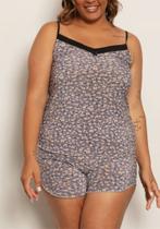 Short doll plus size feminino curto estampado floral cinza
