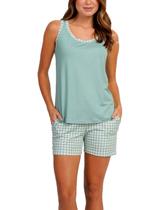 Short Doll Podiun 265087 Feminino Com Bolsos Xadrez Viscolycra T. P/GG