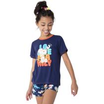 Short Doll Visco Snoopy Azul Marinho Conforto Puket Short Doll Visco Snoopy Azul Marinho Conforto Puket