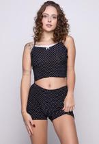 Short Dool Adulto Feminino Conjunto Estampa Poá Liganete Confortável Coleção Verão Noite