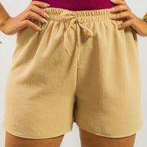 Short Duna Feminino Soltinho Cós Alto Com Elástico Casual