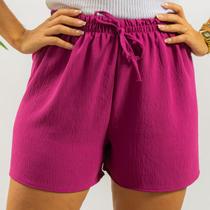 Short Duna Feminino Soltinho Cós Alto Com Elástico Casual