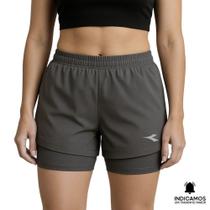 Short Duplo Diadora Small Logo Feminino - Chumbo GG