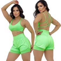 Short Duplo Fitness Academia Feminino Short Treino Caminhada Ginastica Roupa de yoga