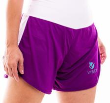 Short duplo roxo com detalhes em rosê de beach tennis
