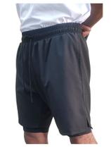 Short Duplo Treino Corrida academia Compressão Elastano Dry