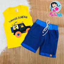 Short e blusa feminina infantil princesa linda