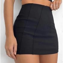 Short E Saia Feminino Na Cor Preto Com Zíper Atrás TAM G