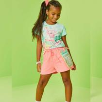 Short em Moletom Comfy Rosa Neon Tam 2 a 14 - Kukiê Short em Moletom Comfy Rosa Neon Tam 2 a 14 - Kukiê