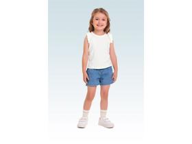 Short em tecido Jeans Claro com elástico e cordão Short em tecido Jeans Claro com elástico e cordão
