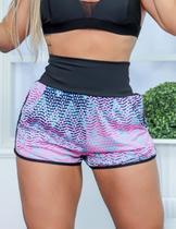 Short Estampado Feminino Running com Detalhe Lateral e Bolsos Funcionais