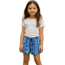 Short Fábula Jardim Encantado Azul Verão