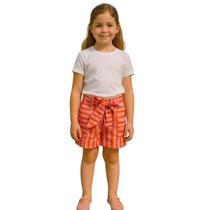 Short Fábula Listras Vermelho Alaranjado Verão Short Fábula Listras Vermelho Alaranjado Verão