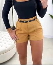 Short Feminino Alfaiataria Social Cintura Alta com Bolso