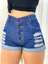 Short Feminino Barra Dobrada Jeans Amaciado 100% Algodão para Mulheres Modernas e Empoderadas - Short Jeans