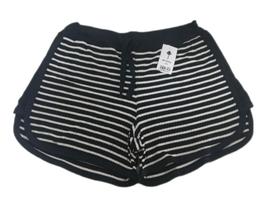 short feminino básico PP, em visco lycra canelada, listrado, self clothing