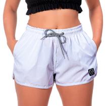 Short Feminino Branco Liso Premium Moda Praia Confortável Básico Verão