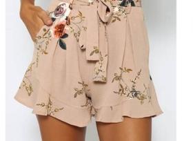 Short Feminino Cintura Alta Floral