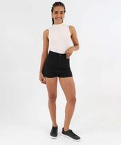 Short Feminino Cintura Alta Uber Jeans Preto-87035 Short Feminino Cintura Alta Uber Jeans Preto-87035