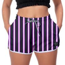 Short Feminino Confortável Listrado Verão Mauricinho Básico Surf