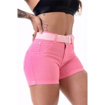 Short Feminino Curto Brim C/lycra Super Confortável - Rosa