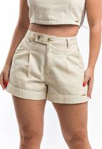 Short Feminino de Linho Alfaiataria Cintura Alta Premium
