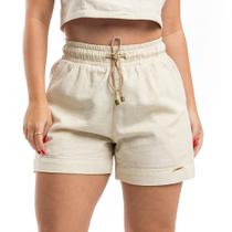 Short Feminino De Linho Com Elástico Tecido Premium