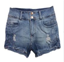 Short Feminino Destroyed Jeans + Elastano Cós Largo