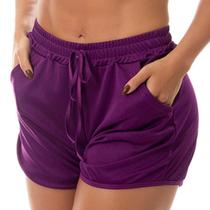 Short Feminino Esportivo Fitness Com Bolso Moda Praia Fristyle