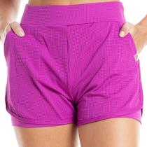 Short Feminino Estilo do Corpo Duplo Dry Roxo