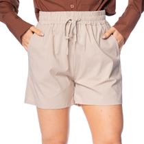 Short Feminino Facinelli Cintura Média Texturizado Areia Short Feminino Facinelli Cintura Média Texturizado Areia
