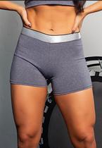 Short Feminino Fitness Com Elástico - Cinza