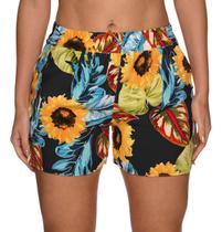 Short Feminino Florido C Bolsos Moda Verão Descontraído Sh26