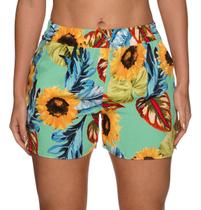 Short Feminino Florido C Bolsos Moda Verão Descontraído Sh26