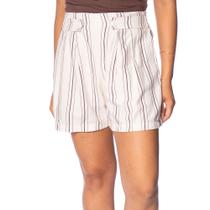 Short Feminino Giraffe Listrado Off White/Marrom