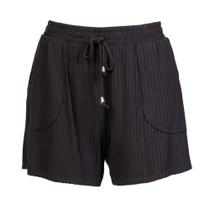 Short Feminino Habana Canelado com Bolsos e Cordão Preto