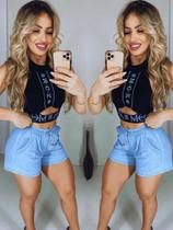 Short Feminino Jeans Curto Elastico Blogueira Short Feminino Jeans Curto Elastico Blogueira