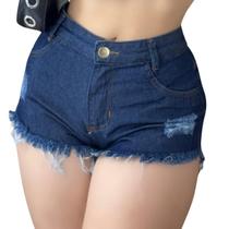 Short Feminino Jeans Curto Escuro