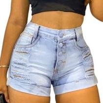 Short Feminino Jeans Short Curto Jeans Rasgado Feminino
