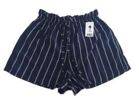 short feminino, listrado, azul em tecido plano self clothing