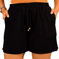 Short Feminino Malha Confortável Plus Size Cós Alto Elástico Fresquinho Bermuda Moda Verão