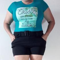 Short Feminino Malha Crepe Casual com Cinto Funcional Premium Verão