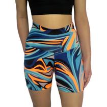 Short Feminino Meia Coxa Justo Cós Cintura Alta Estampas Sortidas Suplex PP ao Plus Size